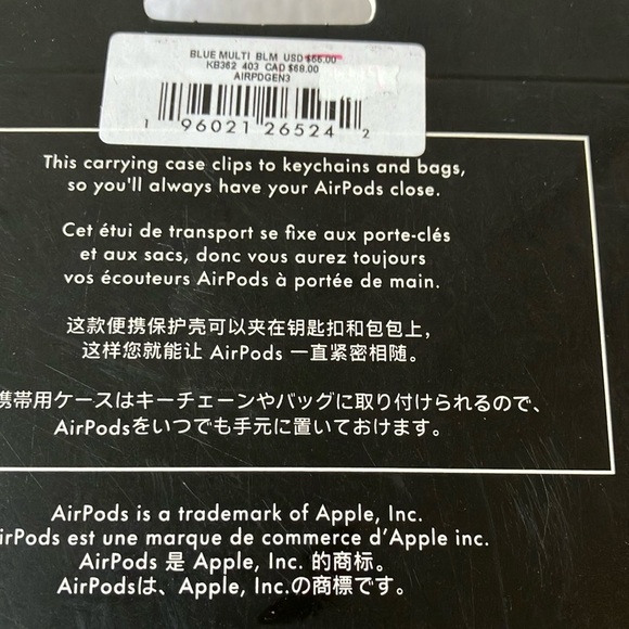 Kate Spade: Blue Glitter AirPods Case- Gen 3- Gold Tone - Picture 6 of 16